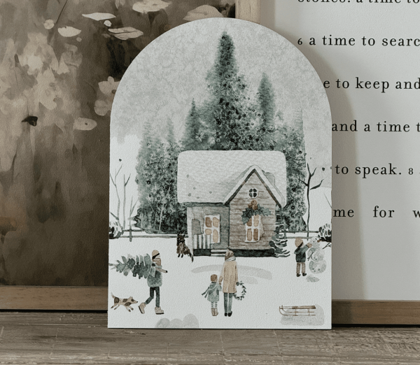 Winter House Arch Wall Art, 7x7